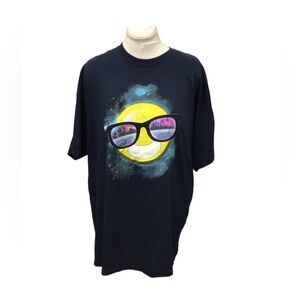 FSD Mens Short Sleeve Sunglass Emoji Graphic Tee, Navy, size XXL